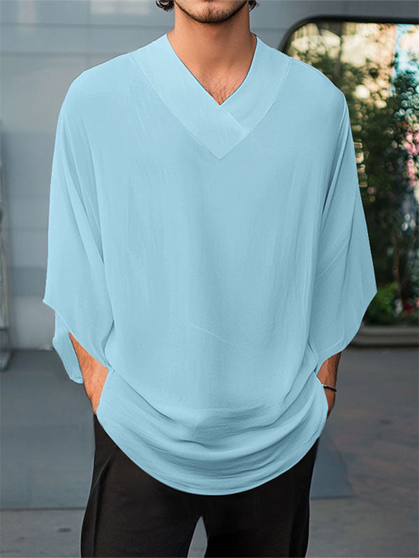 Mens Sheer Mesh 3/4 Length Sleeve T-Shirt SKUL11813