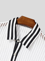 Men's Hollow Mesh Sheer Long Sleeve Shirt SKUL25961