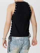 Mens Solid Straps See Through Sleeveless Vest SKUK55956