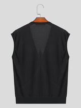 Mens Asymmetrical Deep V-Neck Sleeveless Tank SKUK64846