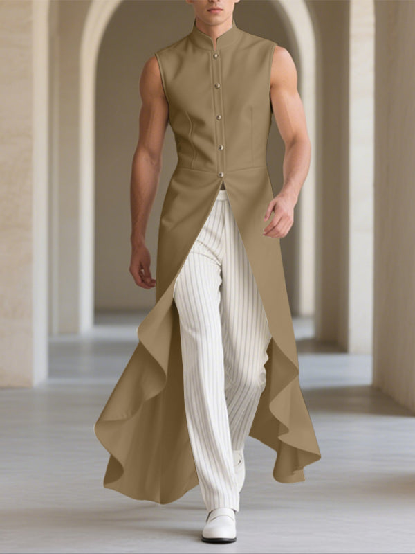 Mens Ruffled Patchwork Sleeveless Blazer SKUL22519