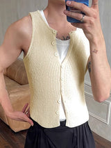 Mens Solid Knit Textured Sleeveless Vest SKUK63657