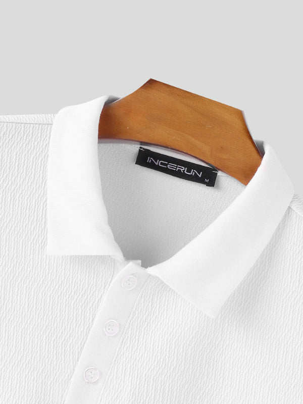 Mens Solid Color Casual Short Sleeve Shirt SKUL17951