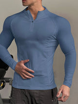 Men's Solid Color Zip Long Sleeve T Shirt SKUL35283