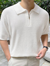 Mens Solid Knit Short Sleeve Golf Shirt SKUK48481