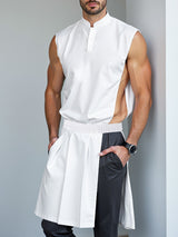 Mens Solid Color Long Hem Two Pieces Outfit SKUL06454