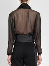 Mens Sheer Tie-Detail Long-Sleeve Shirt SKUK85609