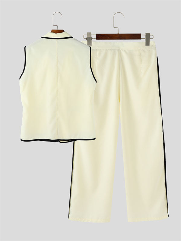 Mens Bold Stripe Contrast Color Casual Two Pieces Outfit SKUL16801