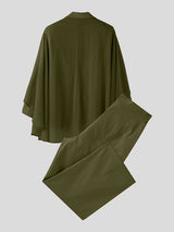 Men's Sheer Cape Patchwork Casual Two Pieces Outfit SKUL25765