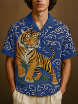 Mens Tiger Print Short Sleeve Shirt SKUL12868