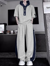Men's Color Block Hooded Two Pieces Outfit SKUL34187