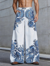 Men's Avant-Garde Paisley Print High-Waist Wide-Leg Pant SKUL66887