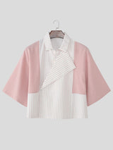 Men's Striped Loose Patchwork Half Sleeve Shirt SKUL51976