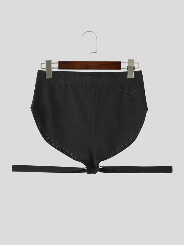 Men's Solid Color Lace-Up Mesh Short SKUL21026