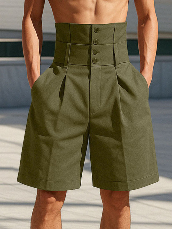 Mens Solid Color High-Waisted Casual Short SKUL15040