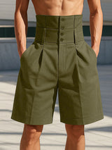 Mens Solid Color High-Waisted Casual Short SKUL15040