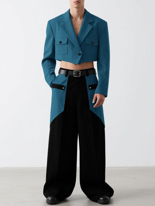 Men's Colorblock Cropped Two Pieces Outfit SKUL31927