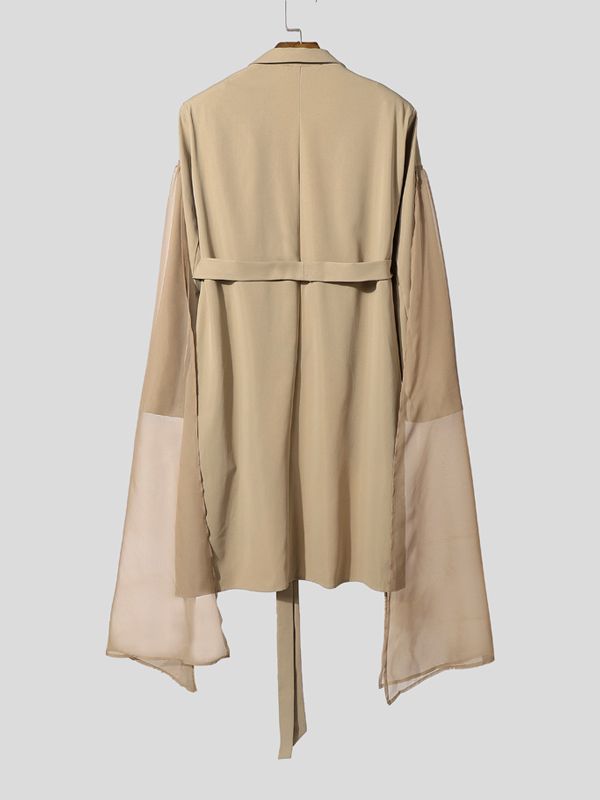 Men's Sheer Chiffon Side Patchwork Long Sleeve Blazer SKUL36620