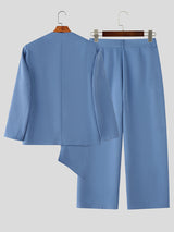 Men's Solid Color Twist Casual Two Pieces Outfit SKUL27314