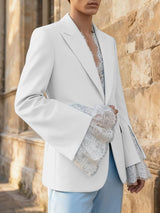 Men's Sheer Lace Patchwork Casual Blazer SKUL40304