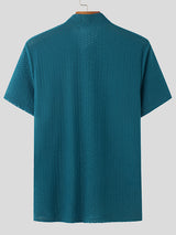 Mens Textured Stand Collar Short Sleeve Shirt SKUL02080