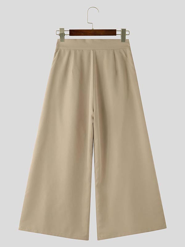 Mens Pleated Loose-Fit Wide-Leg Pant SKUK95519