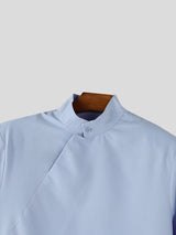 Men's Solid Color Button Placket Half Sleeve Shirt SKUL56318
