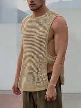 Men's Avant-Garde Hollow Out Crochet Knit Tank SKUL55434