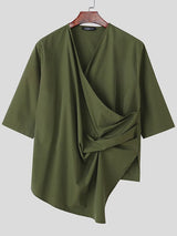 Men's Deconstructed Asymmetrical Placket Long Sleeve Shirt SKUL44018