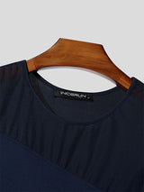 Mens Sheer Mesh Patchwork Short Sleeve T-Shirt SKUL13514