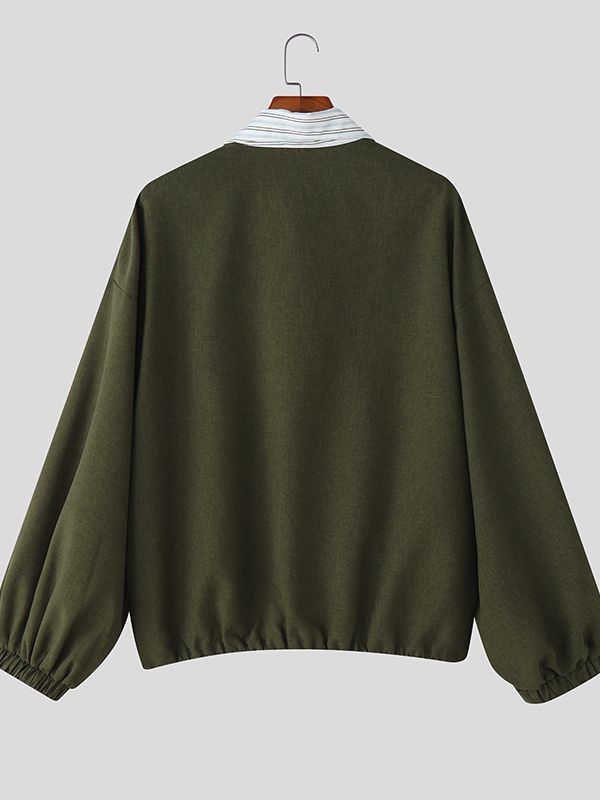 Men's Faux Two Piece Long Sleeve Shirt SKUL37698