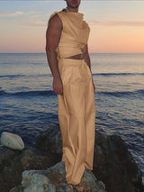 Men's Solid Color Casual Two Pieces Outfit SKUL30526