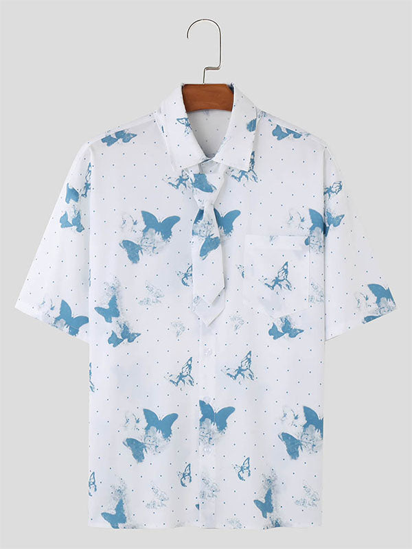 Mens Butterfly Print Short Sleeve Shirt SKUK66763