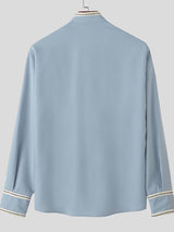 Men's Casual Contrast Color Long Sleeve Shirt SKUL45330