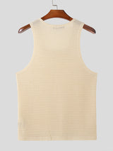 Mens Textured Hollow Square Neck Sleeveless Tank SKUK67980