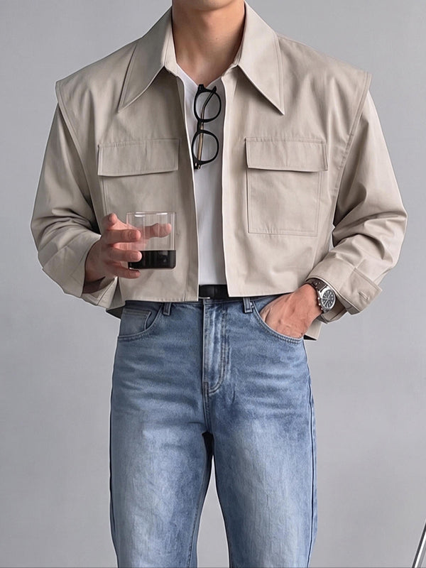 [Pre-order] Men's Clean-Fit Minimalist Daily Commute Dual Flap Pocket Jacket SKUL88493