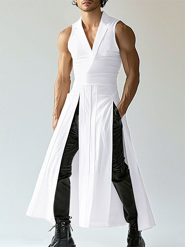 Mens Solid Color Split Hem Long Tank SKUL06481