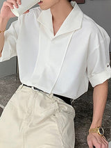 Mens Solid Color Minimalist Short Sleeve Shirt SKUL06354