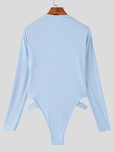 Men's Deconstructed Solid Color Metal Button Bodysuit SKUL50135