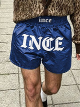 Men's High Street Retro Satin Letter Print Boxing Short SKUL69386