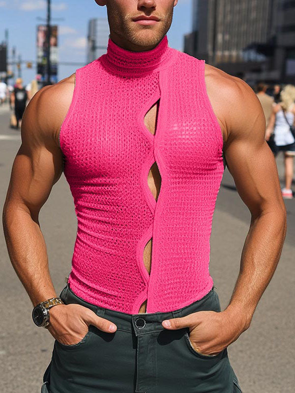 Mens Waffle Texture Cut-Out Tank SKUL05986