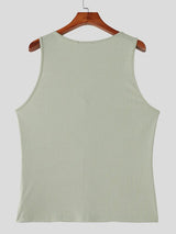 Men's Retro Textured Button-Down Tank SKUL54721