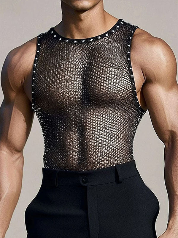 Mens Shimmer Sheer Mesh Tank SKUK94755