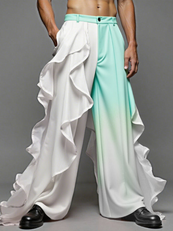 Men's Ruffle Patchwork Gradient Casual Pant SKUL31782