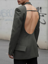 Men's Deconstructed Open Back Casual Long Sleeve Blazer SKUL42310