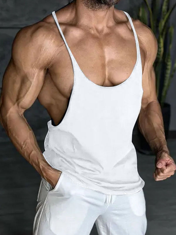 Mens Solid Color Deep U-Neck Tank SKUL06494