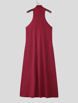 Mens Metal Buckle Long Hem Sleeveless Waistcoat SKUL23967