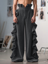 Men's Ruffled Patchwork High Waist Casual Pant SKUL29562