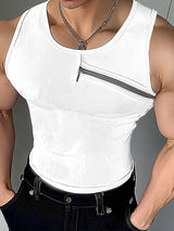 Mens Textured Asymmetrical Zip Sleeveless Tank SKUL01094