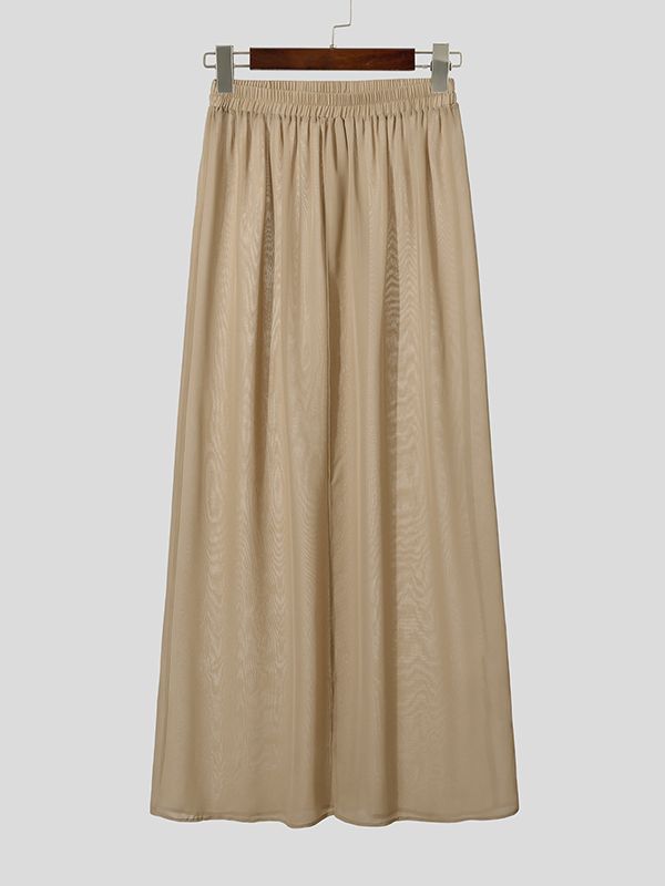 Men's Casual Sheer Loose Slit Skirt SKUL53032